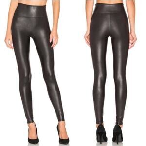 SPANX Faux Leather Stretch Glossy Leggings Black Size‎ Small Minimalist